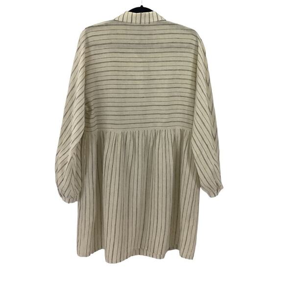 Emerson Fry Selma Long Sleeve Dress In Ivory Hemp Stripe Organic Size Medium - Picture 10 of 16